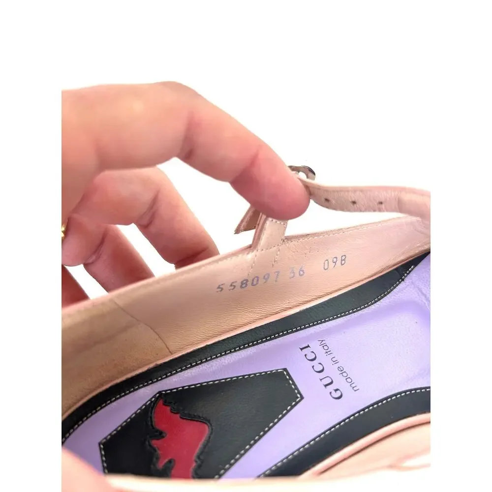 Gucci Vernice Crystal Bow Spike Ballerina Ballet Flats Perfect Pink 36 Sadie 6